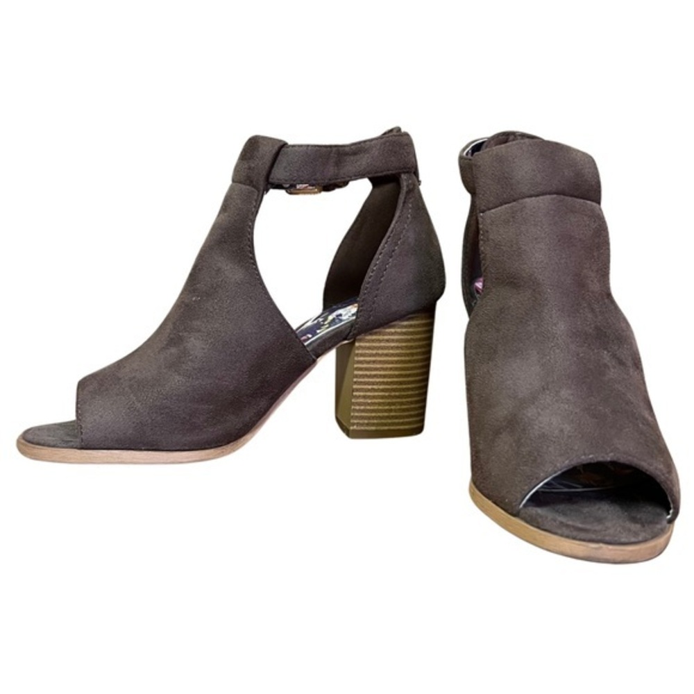 Christian Lacroix Peep Toe Brown Suede Booties | Women's Size 7.5 👢✨